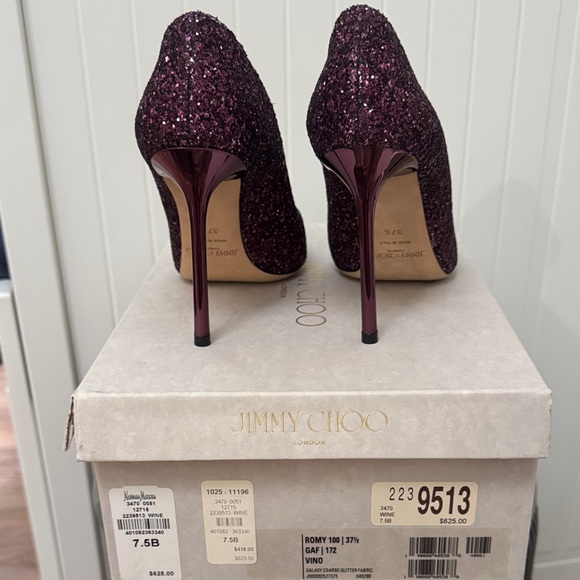 Jimmy Choo Sparkling Maroon Heels - Picture 4 of 4